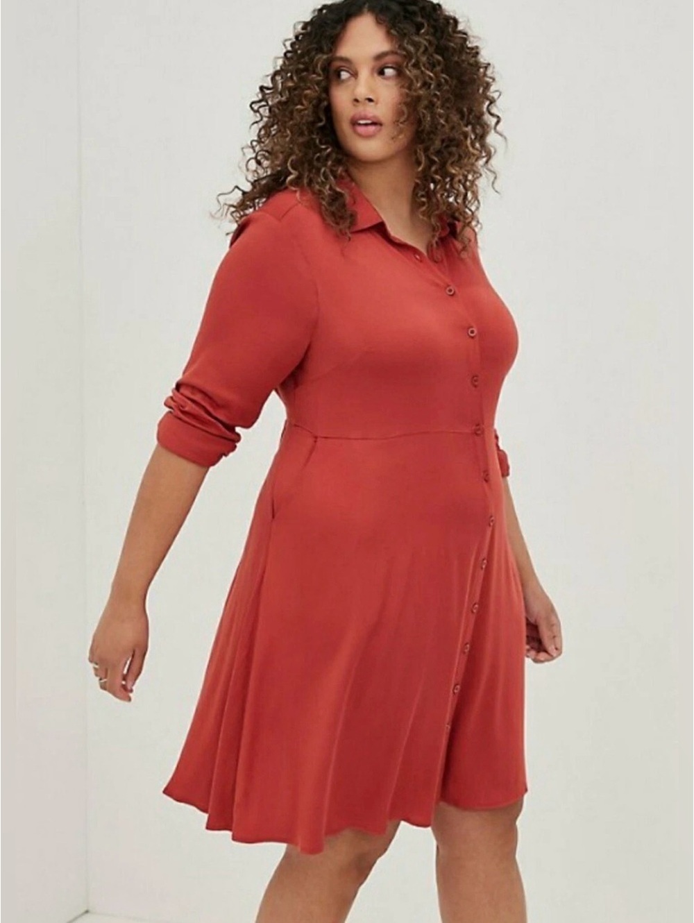 Torrid Stella Stretch Challis Collared Button Front Shirtdress Plus Size 3X NWT